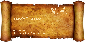 Makó Alex névjegykártya